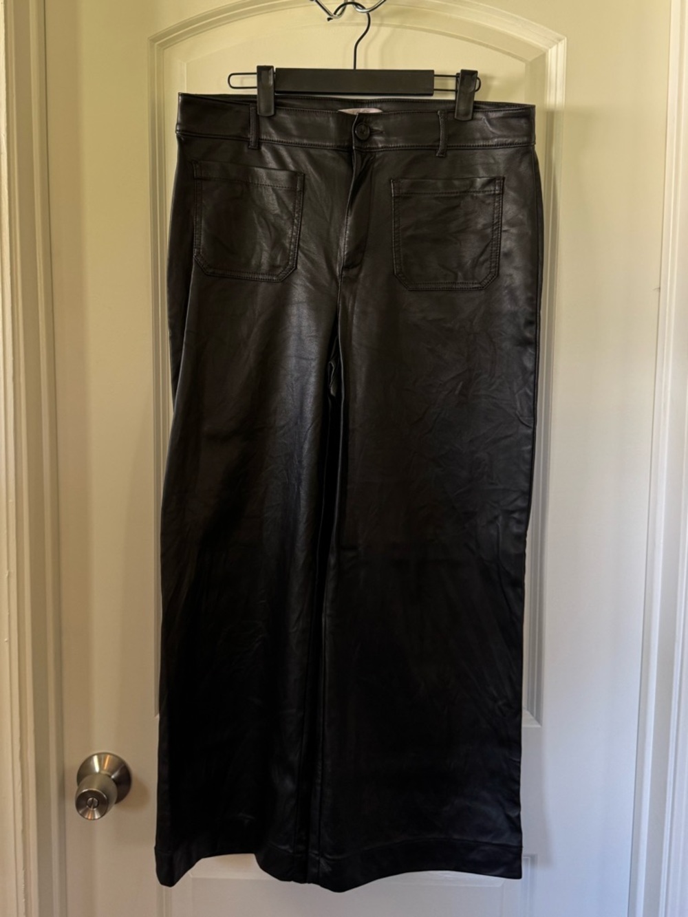 Loft Palmer Wide Leg Crop Pants in Faux Leather - Size 10